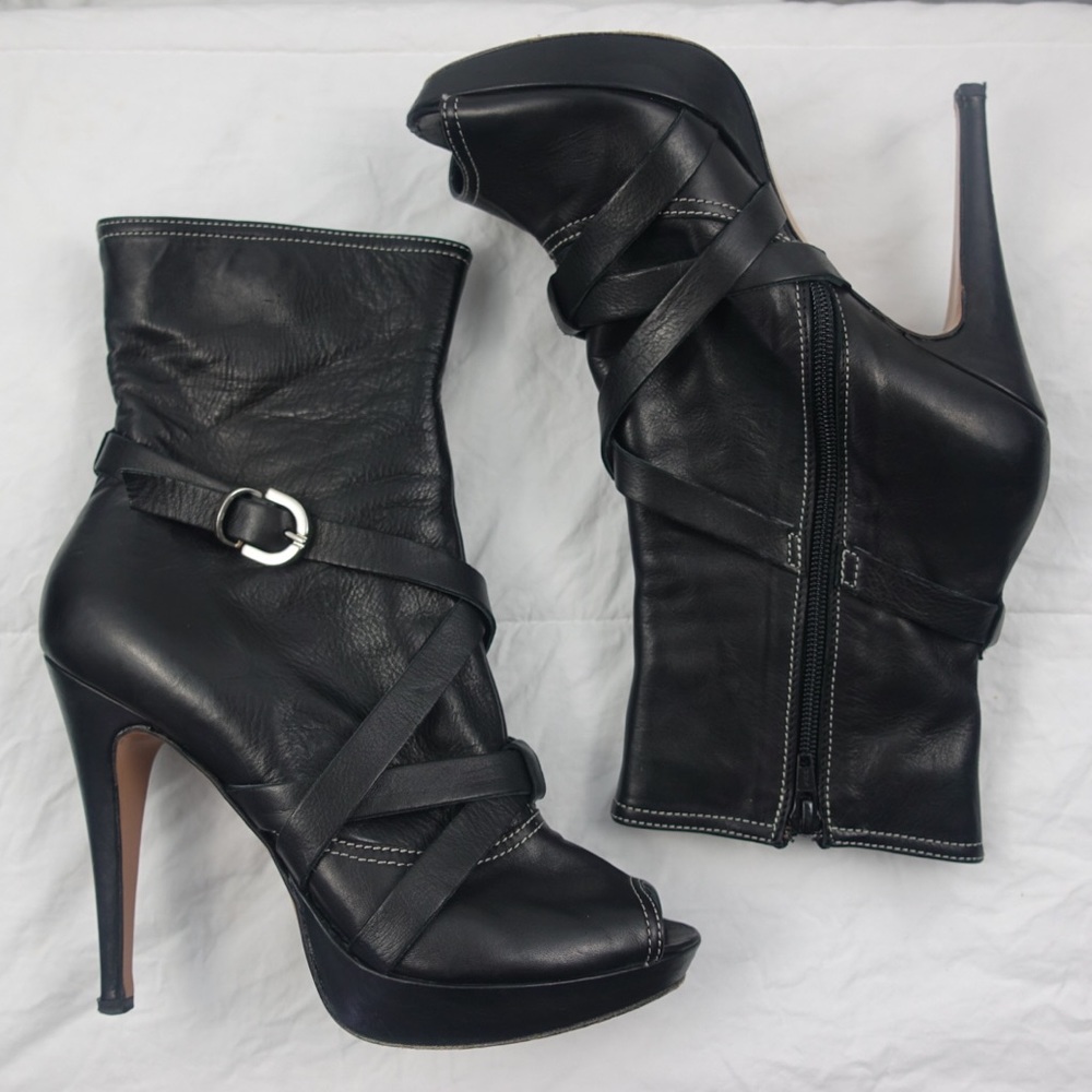 BALMAIN peep toe booties size 39
